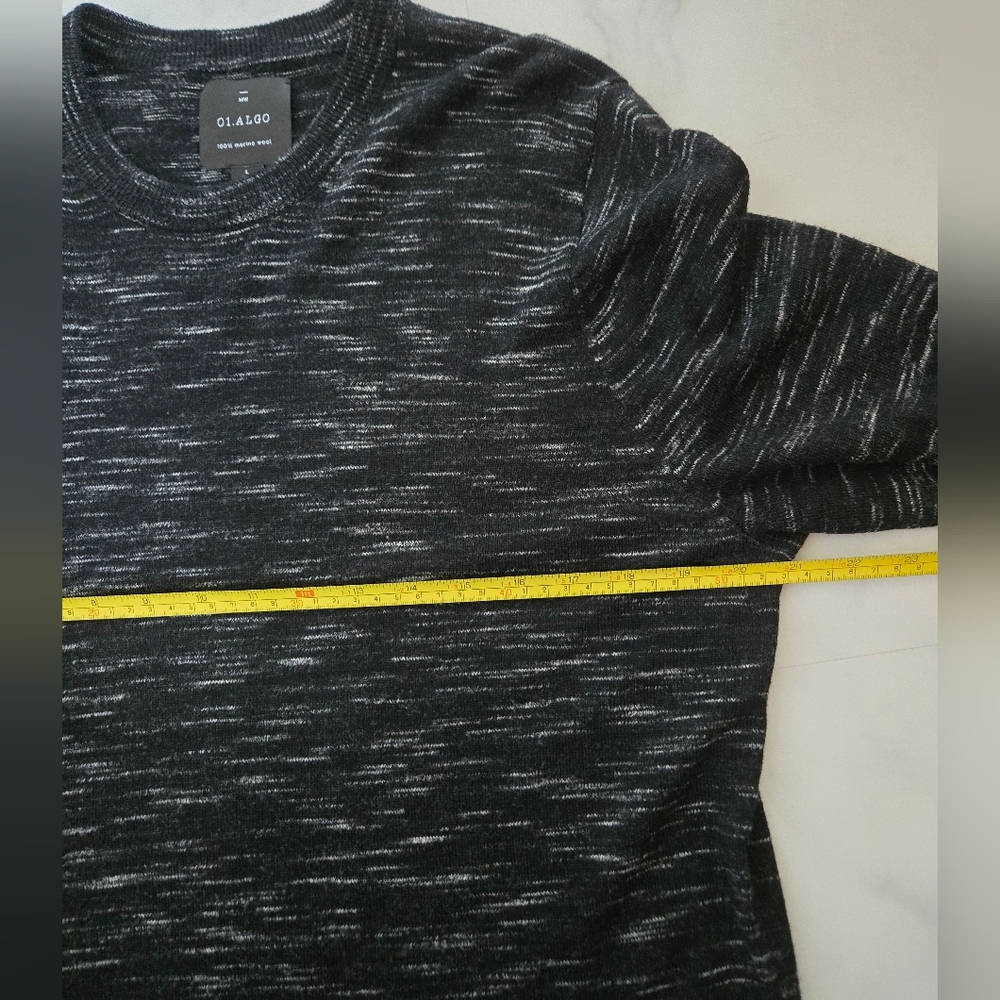 Algo Mens Large Marbled Merino Wool Long Sleeve Crew Neck Sweater - Picture 5 of 6